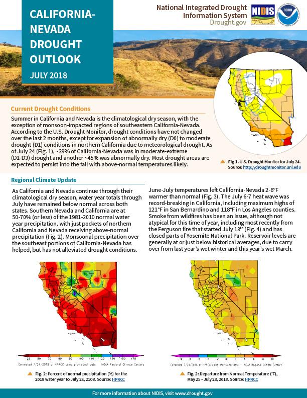 California-Nevada Drought Outlook July 2018