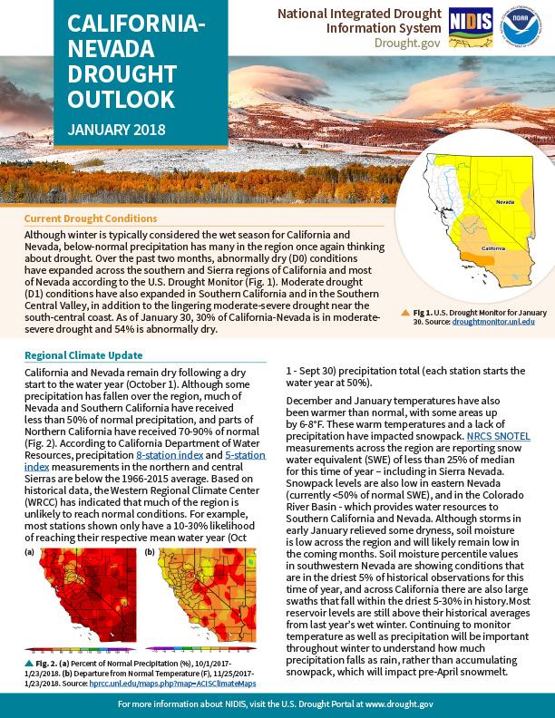 California-Nevada Drought Outlook January 2018