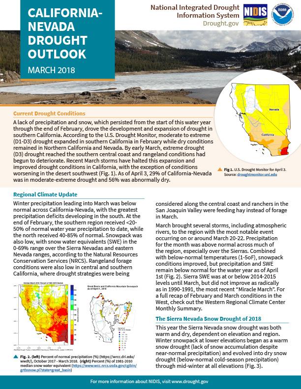 California-Nevada Drought Outlook March 2018