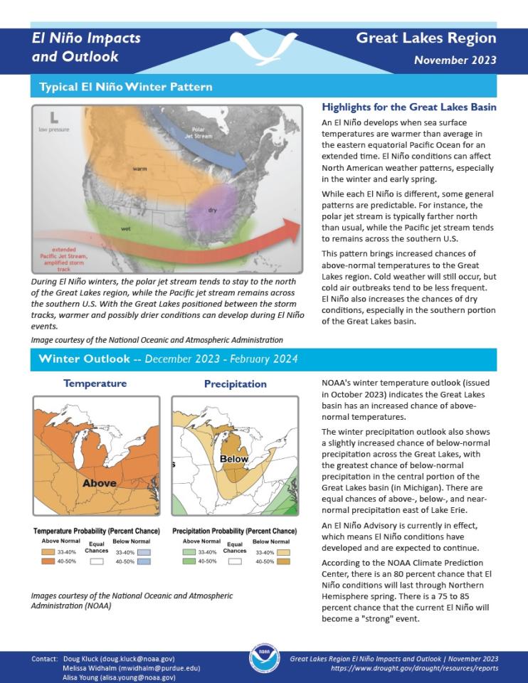 Example image of the ENSO Impacts and Outlook report.