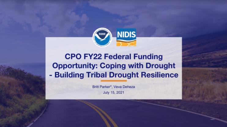 First slide of the Coping with Drought: Building Tribal Drought Resilience webinar presentation from July 14