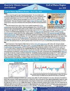 First page of the Quarterly Climate Impacts and Outlook for the Gulf of Maine Region - June 2020