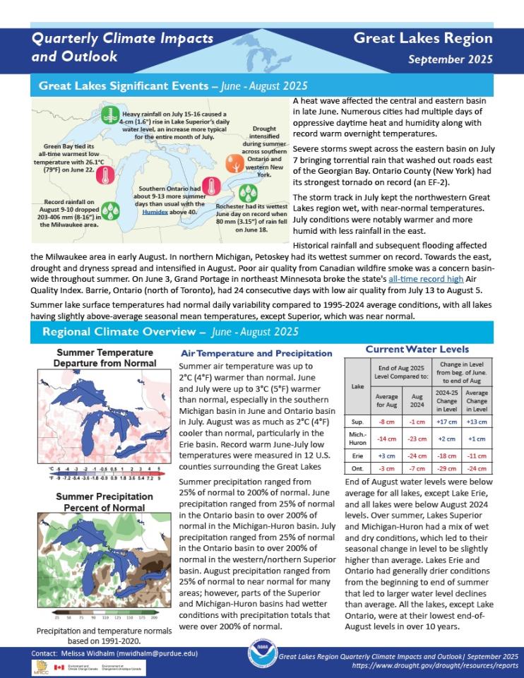 Example image of the quarterly climate impact and outlook report.