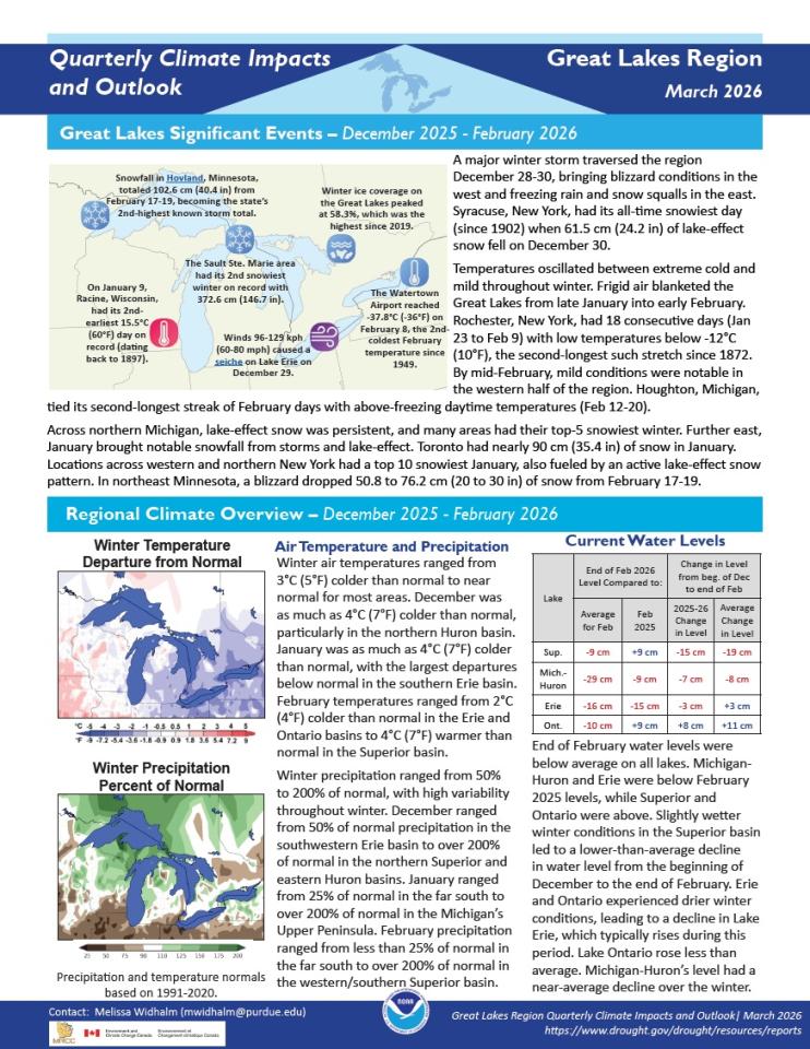 Example image of the quarterly climate impact and outlook report.