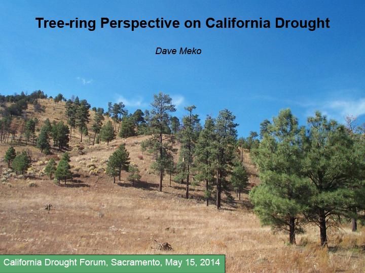 Title slide from presentation on observations of droughts via tree-rings for 2014 California Drought Forum