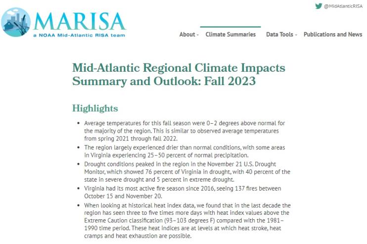 Example image of the Climate Impacts and Outlook report