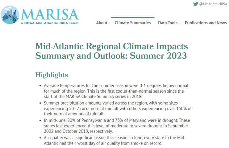 Example image of the Climate Impacts and Outlook report.