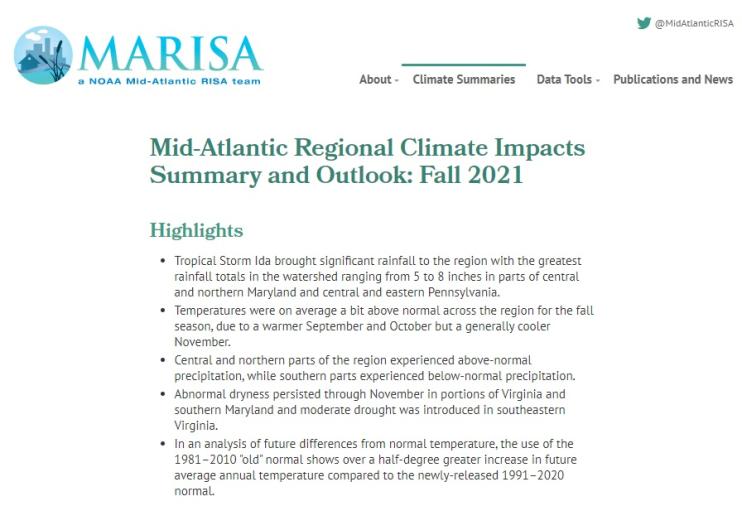 Example image of the Climate Impacts and Outlook report