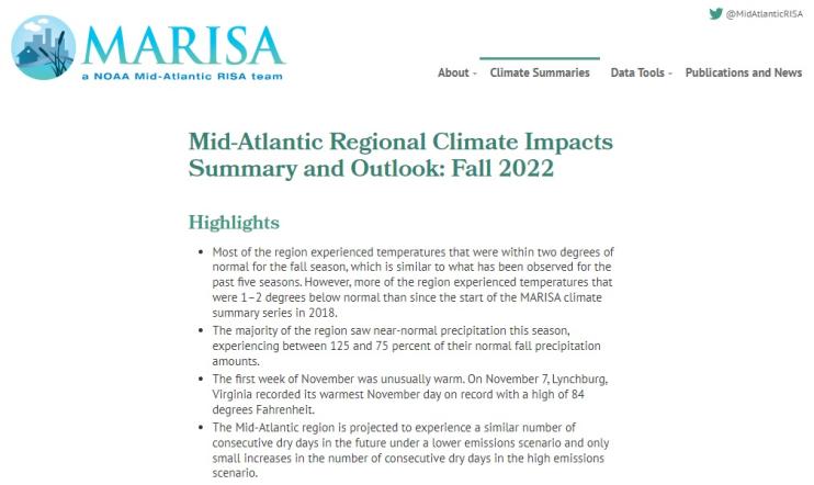 Example image of the Climate Impacts and Outlook report