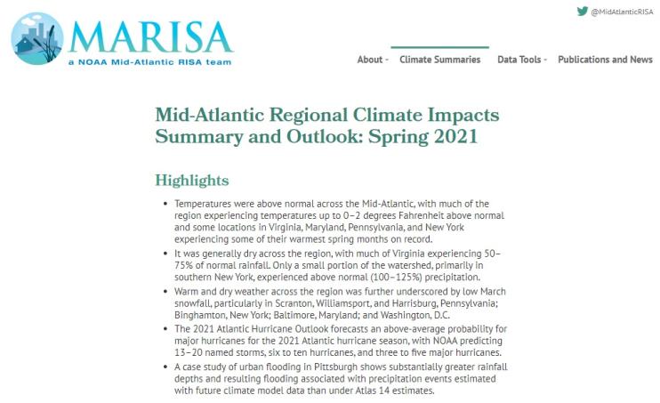 Example image of the Climate Impacts and Outlook report