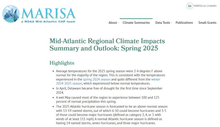 Example image of the Climate Impacts and Outlook report.