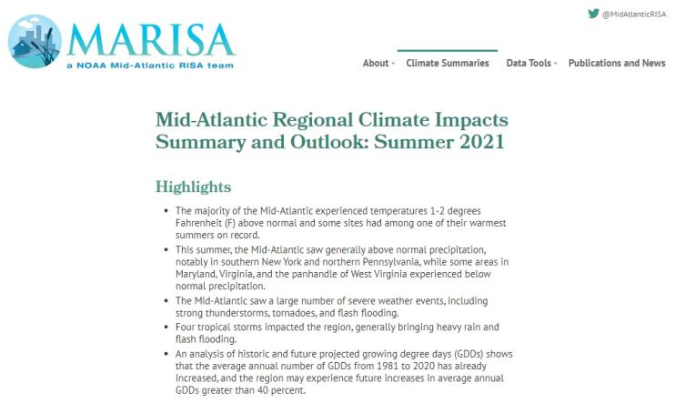 Example image of the Climate Impacts and Outlook report