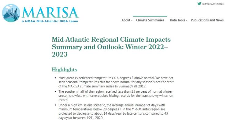 Example image of the Climate Impacts and Outlook report.