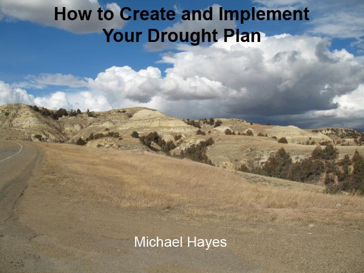 title slide from presentation on how to create and implement drought plans