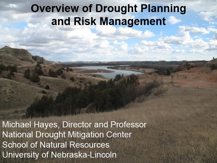 title slide from presentation on overview of drought planning and risk management in Montana