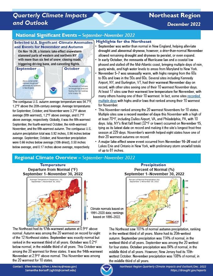 December 2022 Northeast Climate Impacts and Outlook report.