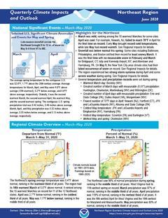 First page of the Quarterly Climate Impacts and Outlook for the Northeast Region - June 2020