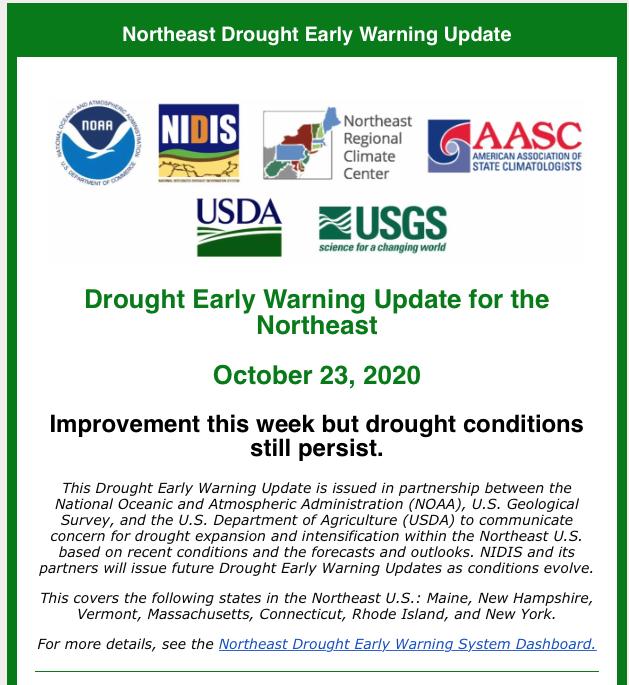 Northeast Drought Early Warning Update