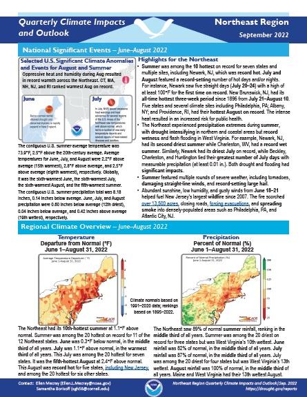 Quarterly Climate Impacts and Outlook report for the Northeast region.