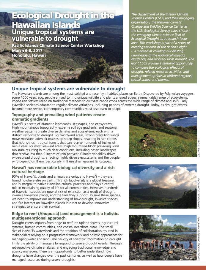 Cover page of Hawaii EcoDrought Workshop Report