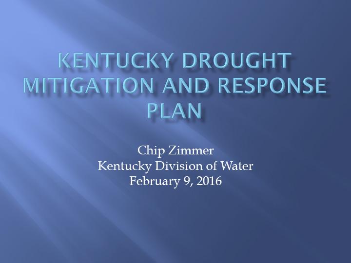 Title slide from presentation on Midwest DEWS Launch: Kentucky Drought Mitigation and Response Plan