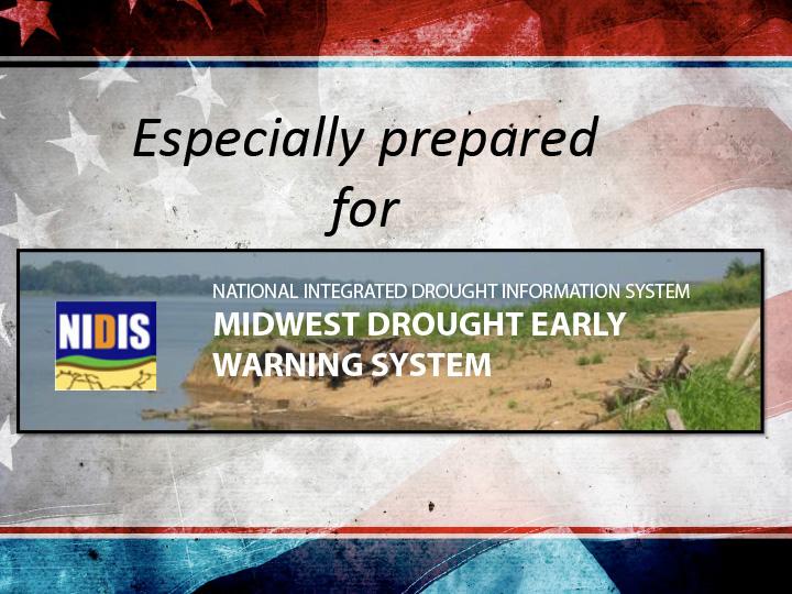 Title slide from presentation depicting the NIDIS logo behind an American flag backdrop