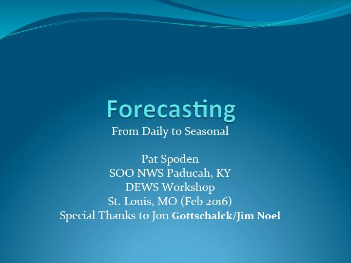 Title slide from presentation on Forecasting: From Daily to Seasonal