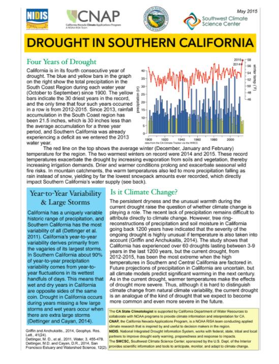 text with NIDIS, CNAP & CA Dept. of Water Resources and Southwest Climate Science Center logos