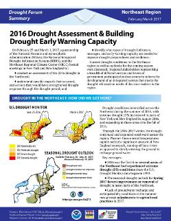 First page of Northeast Drought Forum Summary: 2016 Drought Assessment & Building Drought Early Warning Capacity