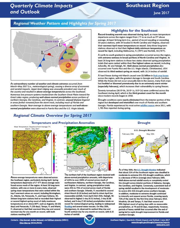 Example image of the Quarterly Climate Impacts and Outlooks report