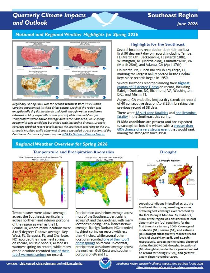 Example image of the quarterly climate impact and outlook report.