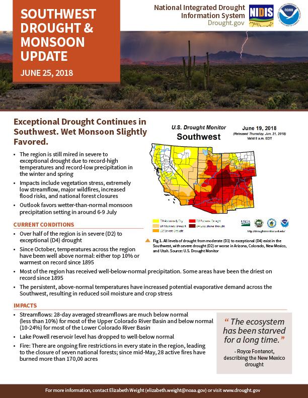 Southwest Drought & Monsoon Update - June 25, 2018
