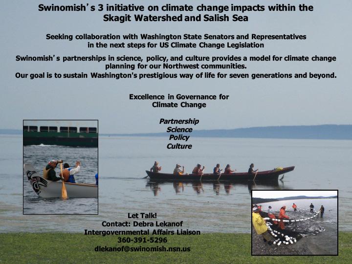Opening slide for presentation on Tribal Engagement Workshop: Inter-Governmental Coordination Workshop - Swinomish's 3 Initiative on Climate Change Impacts within the Skagit Watershed and Salish Sea