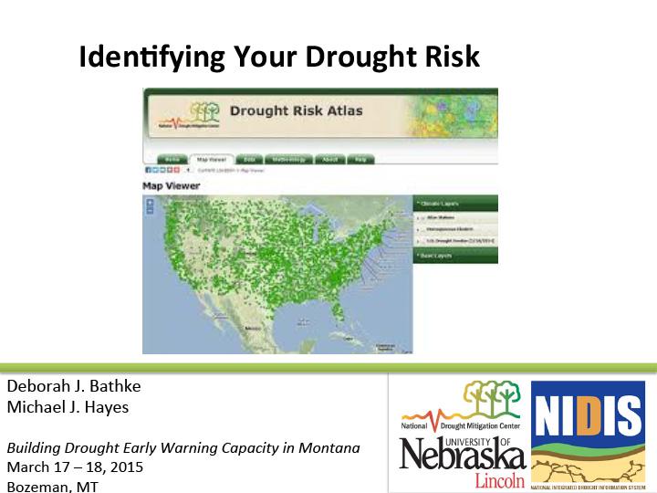 opening slide for presentation on using the Drought Risk Atlas