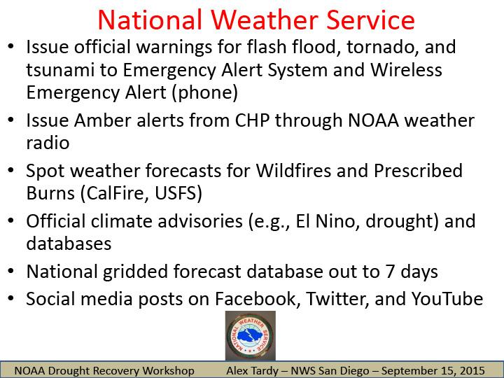 opening slide for presentation on National Weather Service Weather outlook