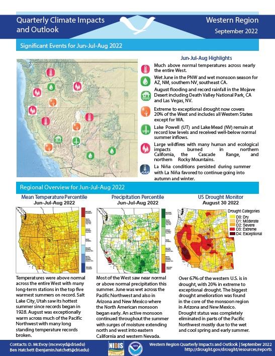 Quarterly Climate Impacts and Outlook report for the Western region.