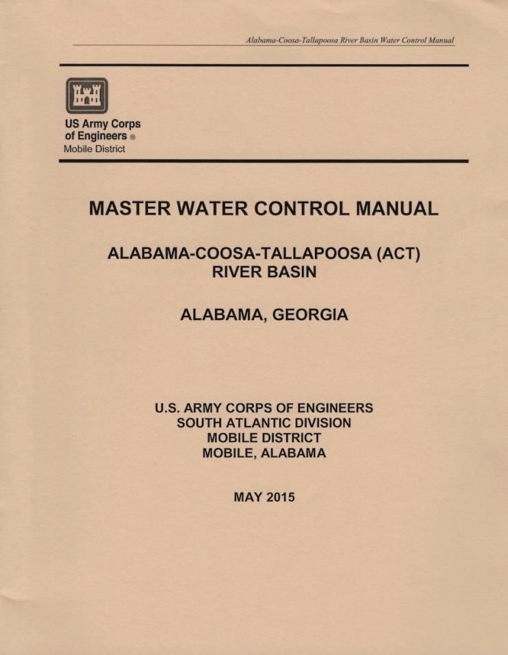 Cover page for the Army Corps of Engineer's May 2015 update to the Master Water Control Manual: ACT River Basin