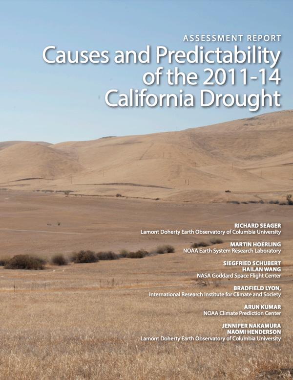 Cover of the report, Causes and Predictability of the 2011 to 2014 California Drought