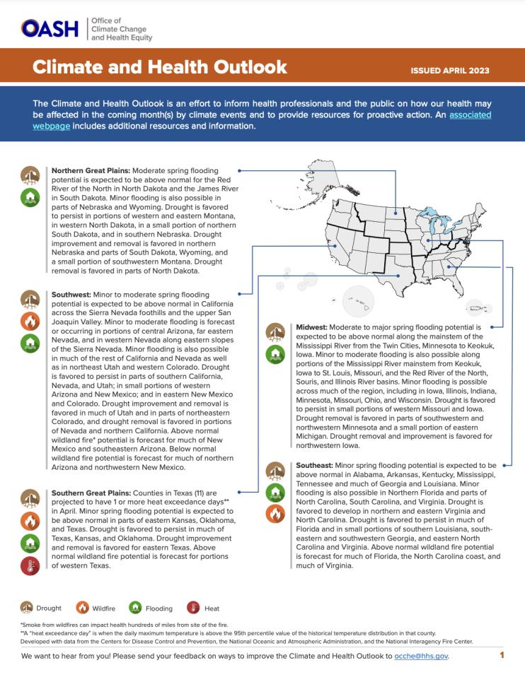 The April 2023 Climate and Health Outlook.