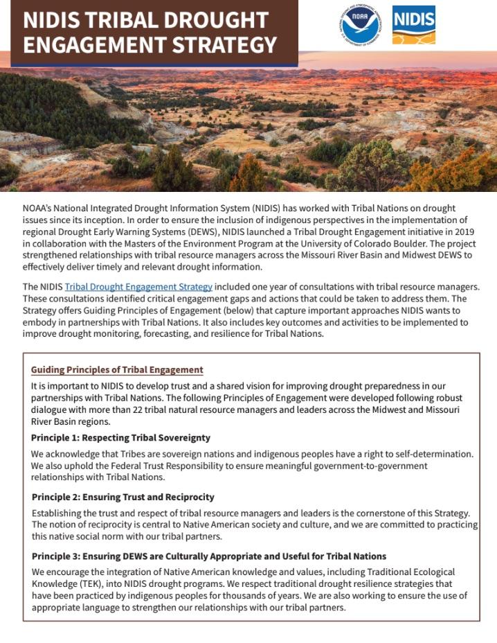 NIDIS Tribal Drought Engagement Strategy handout