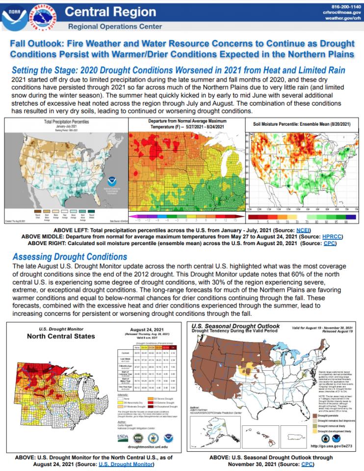 First page of the 2021 Northern Plains Fall Hazards Outlook