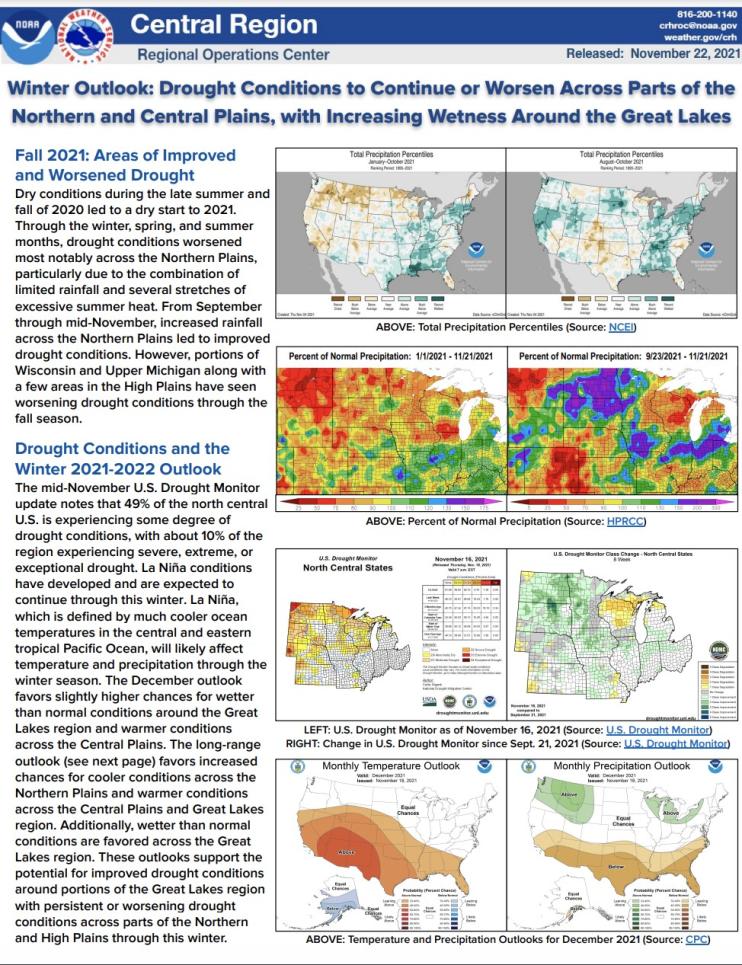 First page of the 2021–2022 North Central U.S. Winter Hazards Outlook