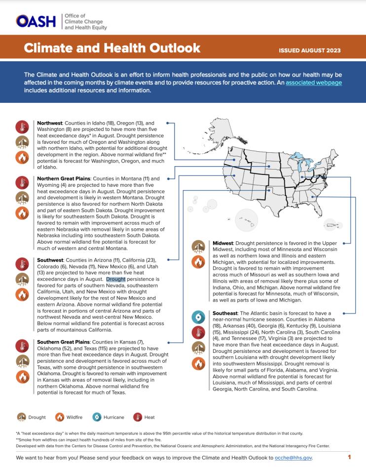 August 2023 Climate and Health Outlook.