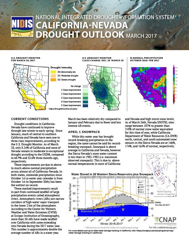 First page of outlook on California-Nevada Drought, March 2017