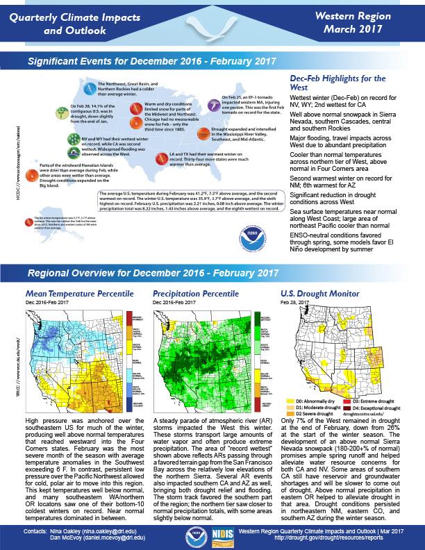 First page of outlook on Quarterly Impacts for the Western Region, March 2017