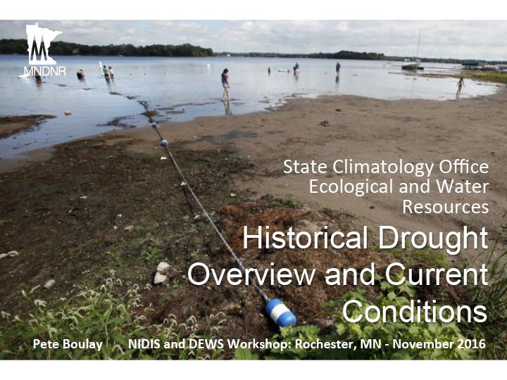 Title slide from presentation on Historical Drought Overview and Current Conditions