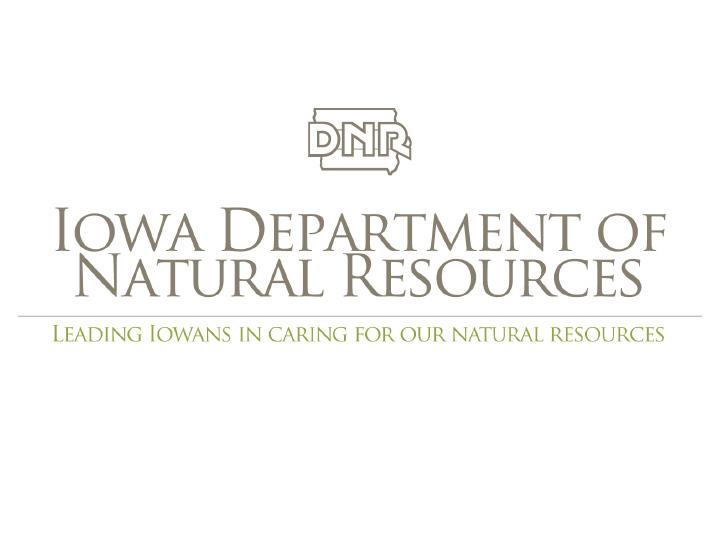 Title slide from presentation on State of Iowa Drought Planning showing title and Iowa DNR logo on a white background