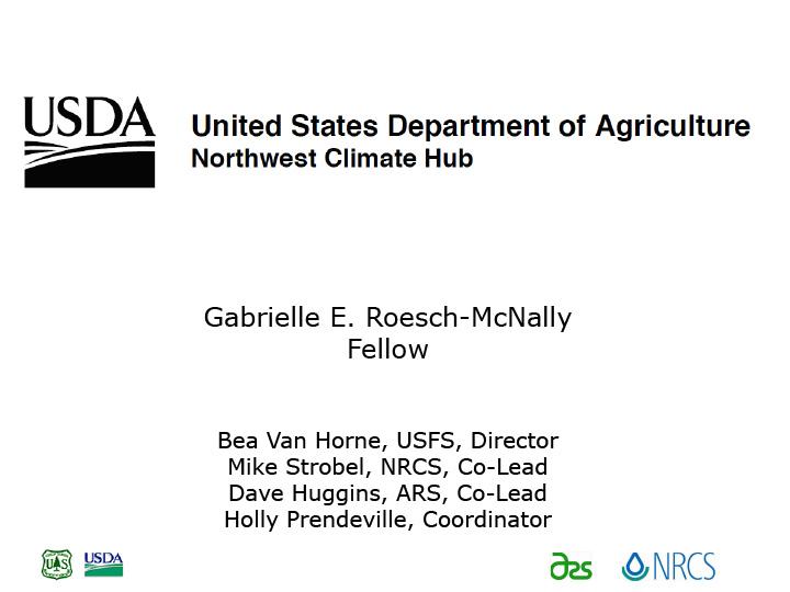 Title slide from presentation on USDA Climate Hubs