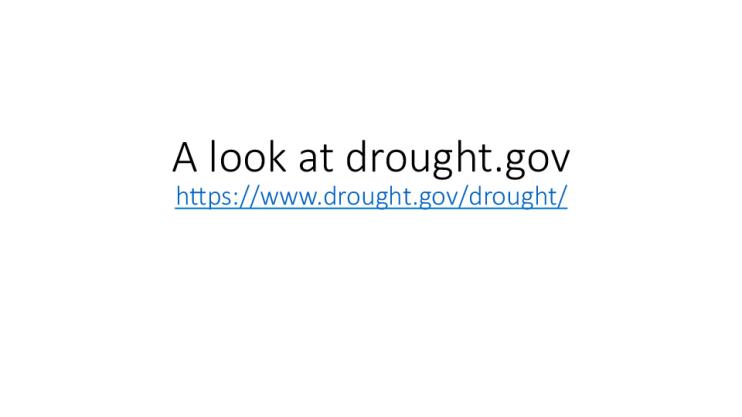 Title slide from presentation on U.S. Drought Portal Interactive Exercise showing title text with hyperlink to drought.gov