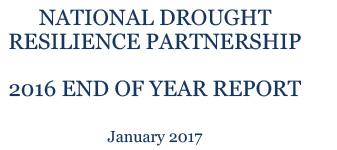 First page of end-of-year report for 2016 on National Drought Resilience Partnership 2016 showing the title and date on a white background
